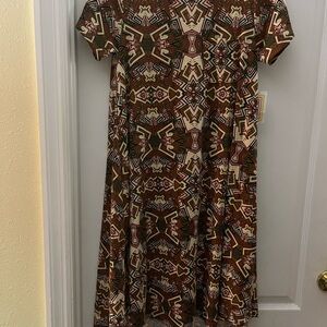 Geometric Patterned Brown Dress